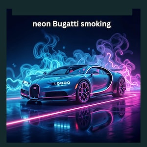 Neon Bugatti Chiron Art Print: Futuristic Car Poster (Digital Download)