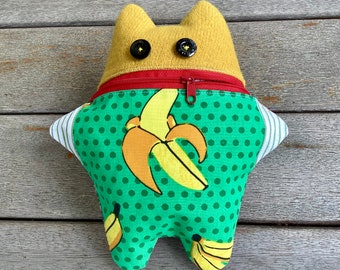 Sorgenfresser Worry Eater „Banane Pop Art“ Schulanfang ausgefallene Geschenke für Kinder Manufaktur Recycling Unikat Gelb Grün