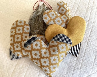 4 corazones de lavanda orgánicos amarillo/negro/blanco patchwork regalos sostenibles corazones perfumados obsequio para el cumpleaños de la boda recuerdo del Día de la Madre