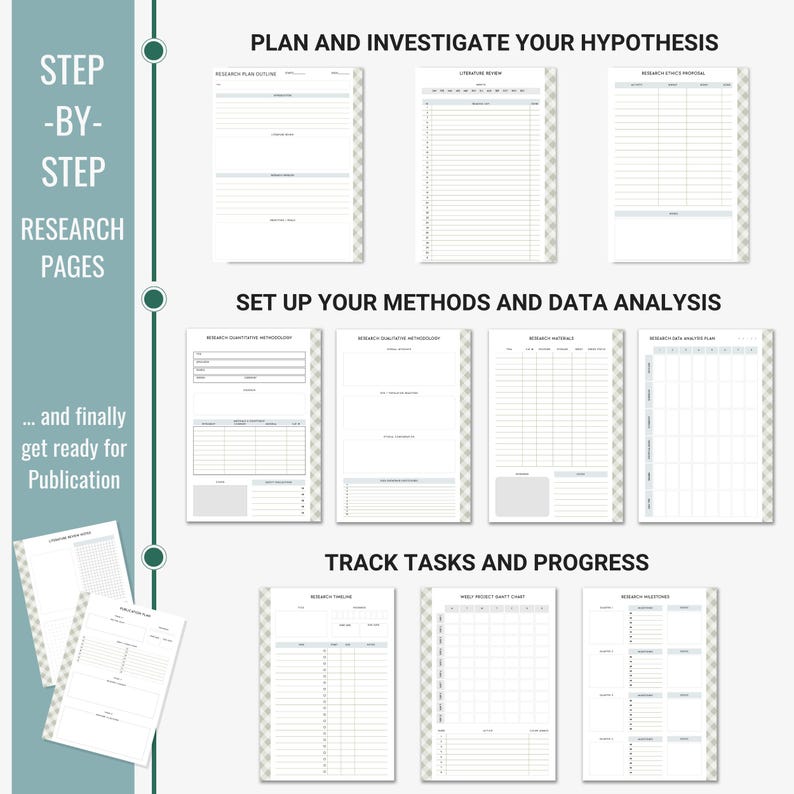 Academic Planner Dissertation Planner Thesis Planner Printable PDF Digital Planner A5 Planner A4 Planner US Letter Planner Social Science Research Planner Scientific Research Planner Literature Review Outline Templat