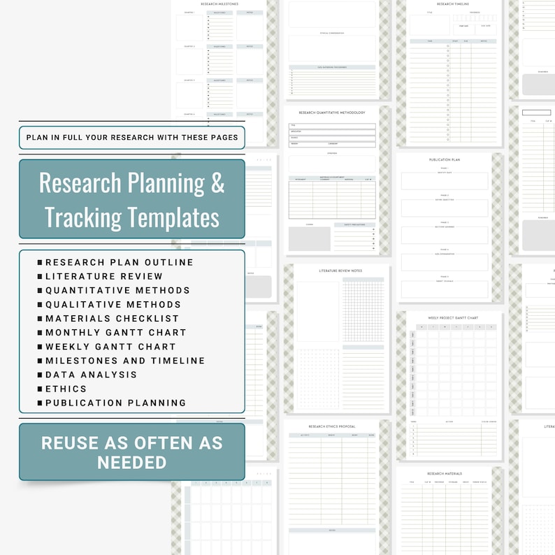 Printable Research Planner Digital Research Planner Research Planner for Students Research Planner for Academics Research Planner for Writers Thesis Outline Template Dissertation Outline Template Project Outline Template