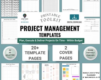 Project Management Bundle Printable Planner Insert Gantt Charts Task Trackers Professional Productivity Creative Personal Strategic Planning