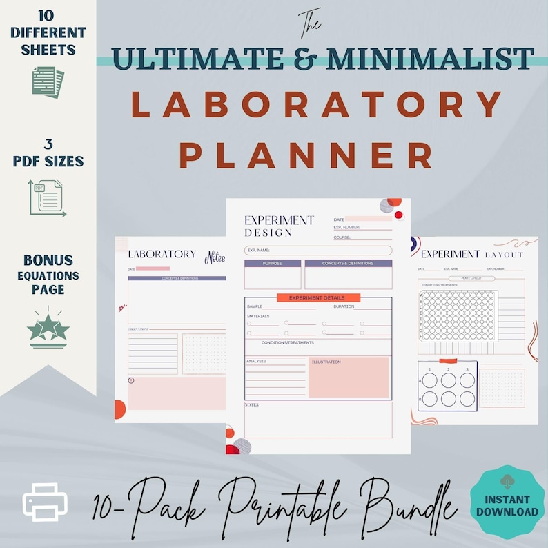 Laboratory Student PRINTABLE Planner Bundle Instant Download Etsy