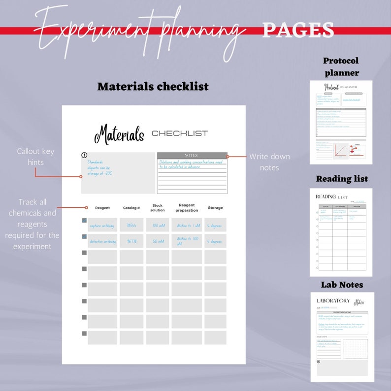 Minimalist Productive Laboratory Planner Bundle, PRINTABLE Planner ...