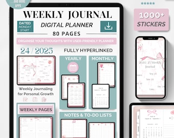 Pink Digital Planner 2024-2025: Goodnotes Notebook Coquette Style (Digital Download)