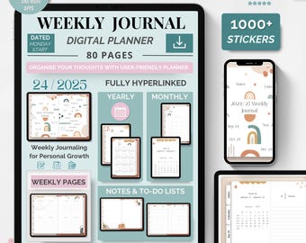 Digital Planner for Goodnotes Notability 2024 2025 Abstract Sticker Planner for Professionals Students Creatives Minimalist Wellness