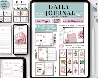 2025 Digital Planner Feminine Journal GoodNotes Floral iPad