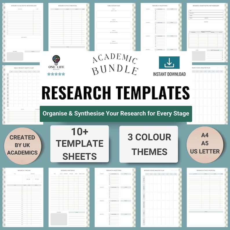 Research Planner Template Academic Planner Student Planner Dissertation Planner Thesis Planner PhD Planner Printable Planner Digital Planner Research Outline Template Project Planner Social Science Research Template Scientific Research