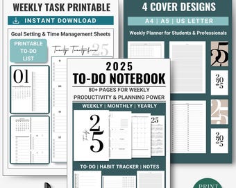 2025 Weekly Planner Printable, Task Organizer (Digital Download)