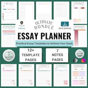 Essay Planner Printable Bundle Digital Academic Writing Organiser Printable Essay Structure Outline Assignment for College Note Templates
