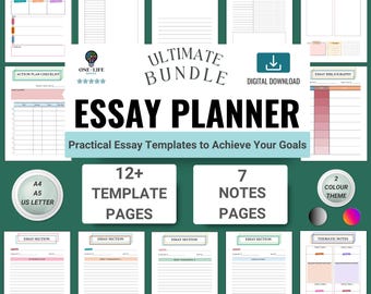 Essay Planner Printable Bundle Digital Academic Writing Organiser Printable Essay Structure Outline Assignment for College Note Templates