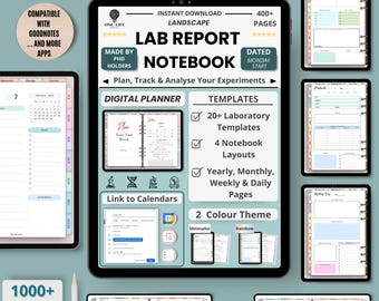 2025 Digital Lab Notebook Planner, Science Student, Hyperlinked Experiment Organiser