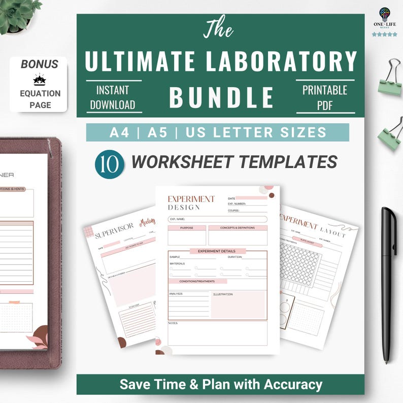Laboratory Template Printable | Digital Lab Notebook | Lab Research Planner | Research Organizer for Scientists | Experiment Log Template | Lab Report Template | Research Data Tracker | Science Journal Template | PhD Research Planner