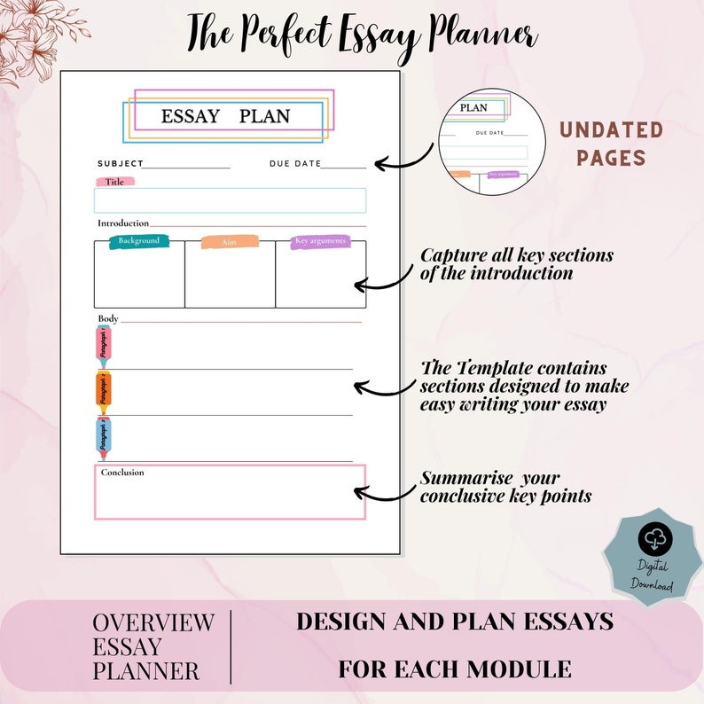 Rainbow Essay Planner Template Organizer, Printable Pack, Essay Outline ...