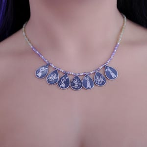 Urartian Art Handmade Niello Silver Necklace | 925 29g Pure Silver with Semi Precious Stones | Antique Patterned Handmade Silver Jewelry