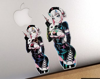 Dark Latex Nurse Waifu Sticker - Holographic Vinyl Sticker Edition with 3D Textures // Season 02