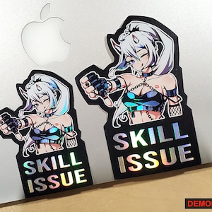 Skill Issue. Demon Waifu Sticker - Holographic Vinyl Sticker Edition with 3D Textures // Anime Stickers A Day in Life Collection