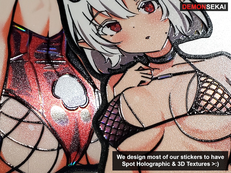 Latex Succubus Demon Waifu - Holographic Vinyl Sticker Edition with 3D Textures // Season 01 image 4