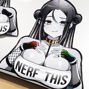 Nerf This! Busty Anime Waifu Peeker | Holographic Vinyl Sticker with Embossed Textures // Season 02 image 2