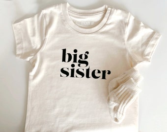 Big Sister, Kleinkind Shirt, Große Schwester, Schwangerschaft verkünden mit der Bis sis