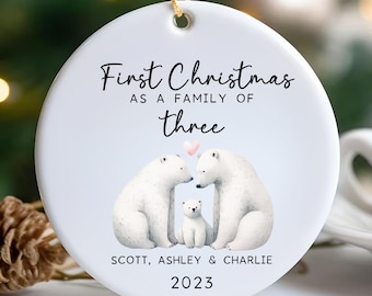 Family Of Three Christmas Ornament, Custom New Family Ornament, Baby's First Christmas Ornament, Personalized Family Ornaments
