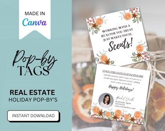 Realtor Pop-bys | Holiday Real Estate Popbys | Potpourri Popby Tags | Customizable Popby Tags