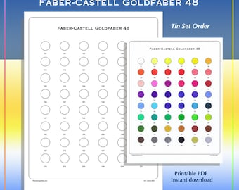 GOLDFABER Faber-Castell 48 Pencil Swatch Printable PDF Prismatic Chart Organized Color Page Digital Template by TCT