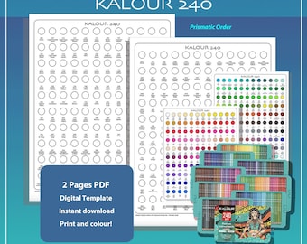 240 Kalour Pencil Page Swatch Printable PDF Prismatic Chart Ready to Print Digital Template by TCT