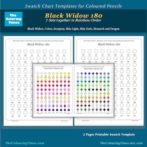 Black Widow 180 pdf BIG Swatch Alle 7 sets in 1 sjabloon, georganiseerd in prismatische volgorde Cobra Scorpion BW Skin Lichte huid Donkere monarchdraak