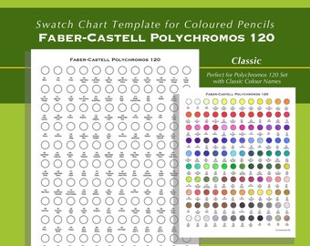 Classic Polychromos 120 Faber-Castell Swatch Chart Template - Printable PDF