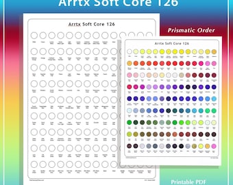 Arrtx 126 Soft Pencil Swatch PDF Prismatic Chart Organized Palette Names Numbers Ready to Print Digital Template by TCT