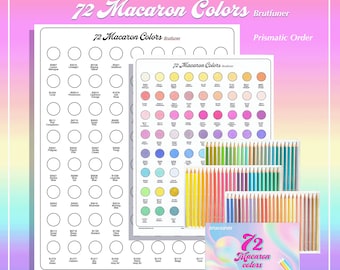 Macaron Colors Brutfuner 72 Pencil Swatch PDF Prismatic Chart for Pastel Tones Digital Template by TCT