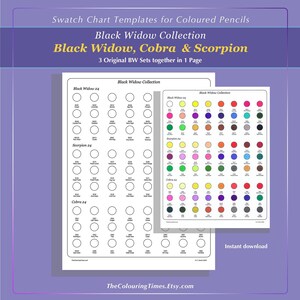 Staal Black Widow, Cobra en Scorpion met integratie van 3 sets op 1 pagina + individuele grafieken 4 afdrukbare pdf-blanco grafieken Print en kleur door TCT