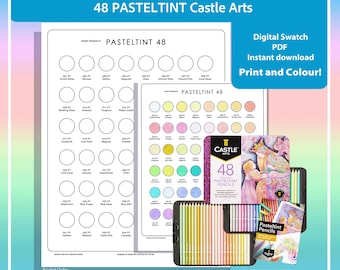 48 PASTELTINT Castle Arts Pencil Swatch PDF Prismatic Chart for Pastel Tones Digital Template by TCT