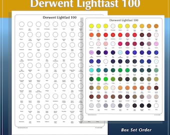 100 Lightfast Derwent Swatch Printable PDF Chart Template for Artist Colored Pencils  by TCT