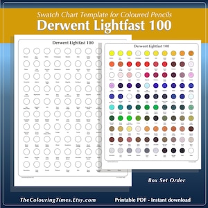 Derwent Lightfast 100 Swatch Chart Template - Printable PDF