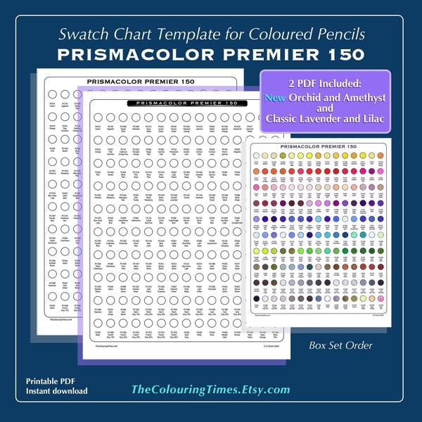 PrismacolorPremier 150 Swatch Chart Template - Neue Farben inklusive - 2 PDF - Neu und Klassisch - Printable