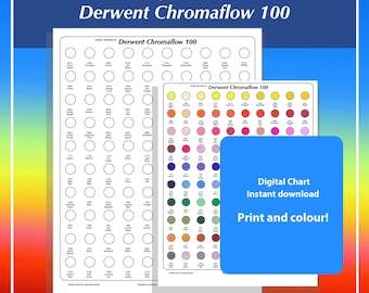 100 Chromaflow Derwent Swatch PDF Chart Template Names and Numbers for Coloured Pencils Print and Colour by TCT