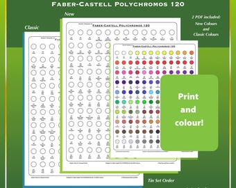 Faber-Castell Polychromos 120 Swatch Template Colored Pencils  Printable PDF BLANK Colour Chart Instant Download