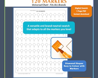 120 MARKERS Universal Marker Swatch Chart PDF Versatile Color Sheet for All Brands and Mixed CollectionsDigital Template by TCT