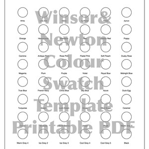 Winsor Newton 48 Swatch Chart - Printable Template PDF - Etsy