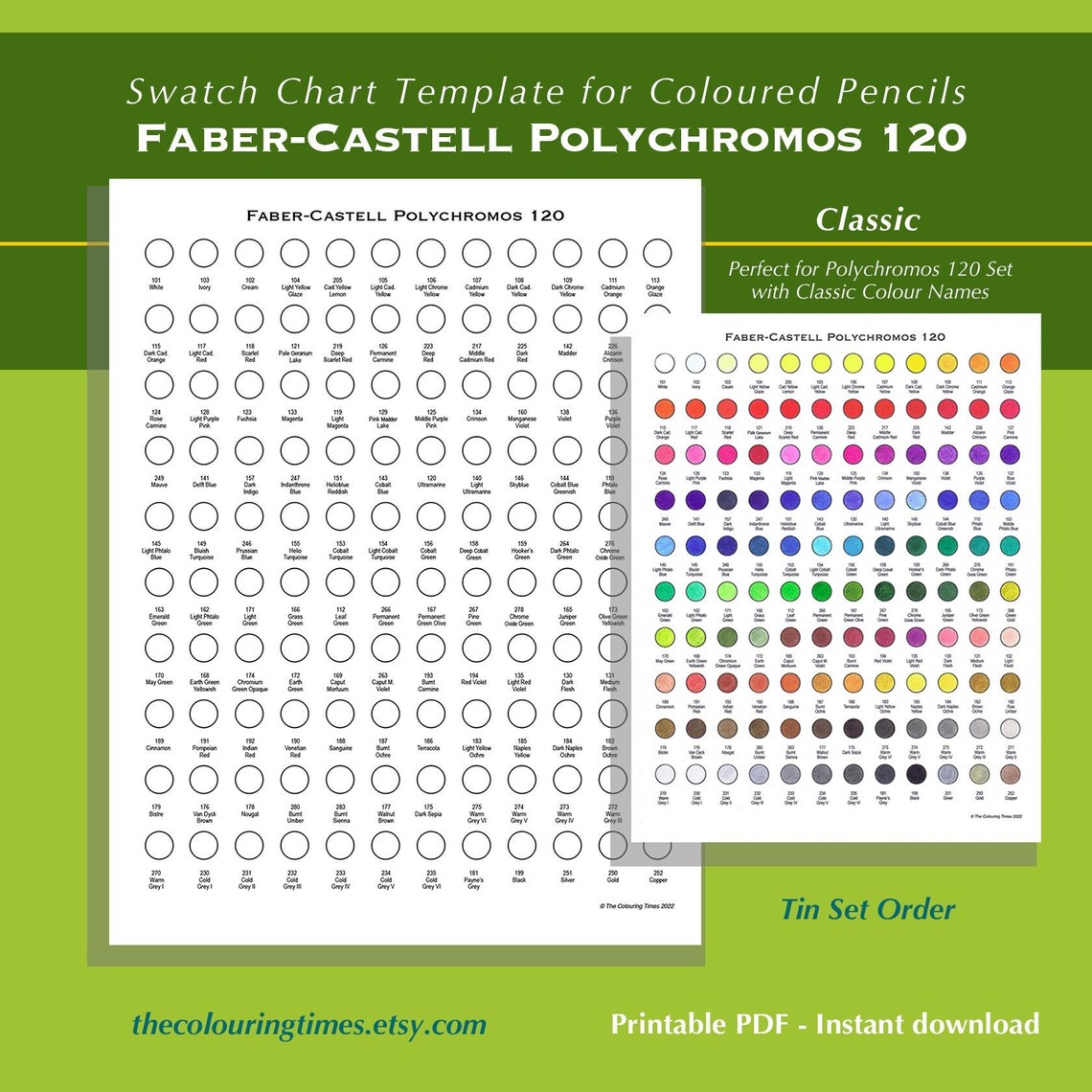 Classic Polychromos 120 Faber Castell Swatch Chart Template Printable ...