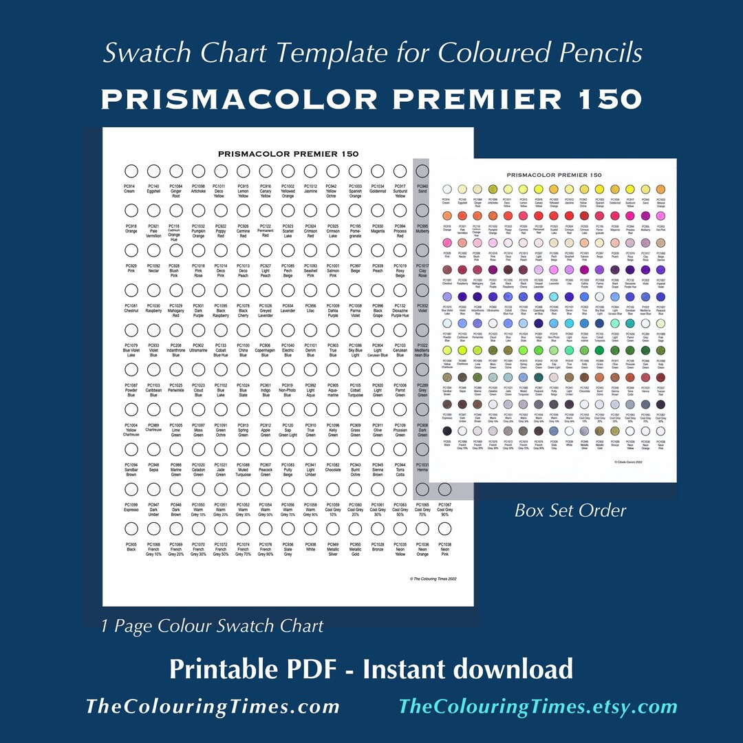 Prismacolor Premier 150 Swatch Chart Template PDF - Etsy