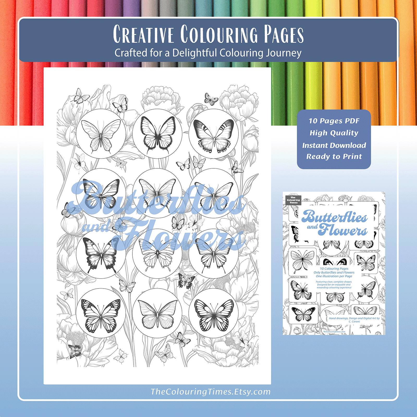 Creative Colouring Pags Creative Colouring Pages Butterflies and Flowers 10 Artist Designs PDF ...