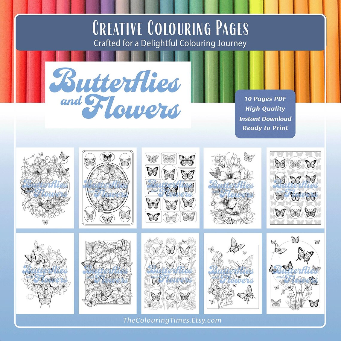 Creative Colouring Pags Creative Colouring Pages Butterflies and Flowers 10 Artist Designs PDF ...