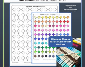 100 Ohuhu MARKERS Maui Swatch Template PDF Chart for DualTip Markers Rainbow Prismatic order Digital Palette Ready Print and Colour by TCT