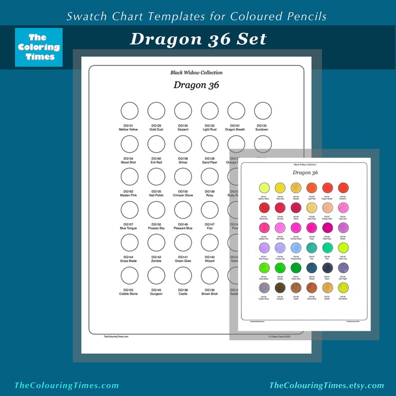 Black widow family 8 swatch chart templates in one printable pdf blank