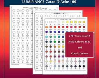 Luminance 100 Swatch PDF for Artist Pencil Set Caran D'Ache TWO Charts Ready to Print New and Classic Digital Template by TCT