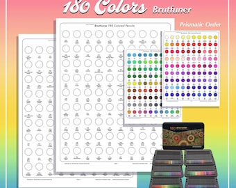 Brutfuner 180 Pencil Swatch PDF Prismatic Chart Color Palette Printable Page Names Numbers Digital Template by TCT