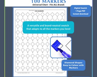 100 Marker Swatch Chart, Universal Color Test (Printable PDF)